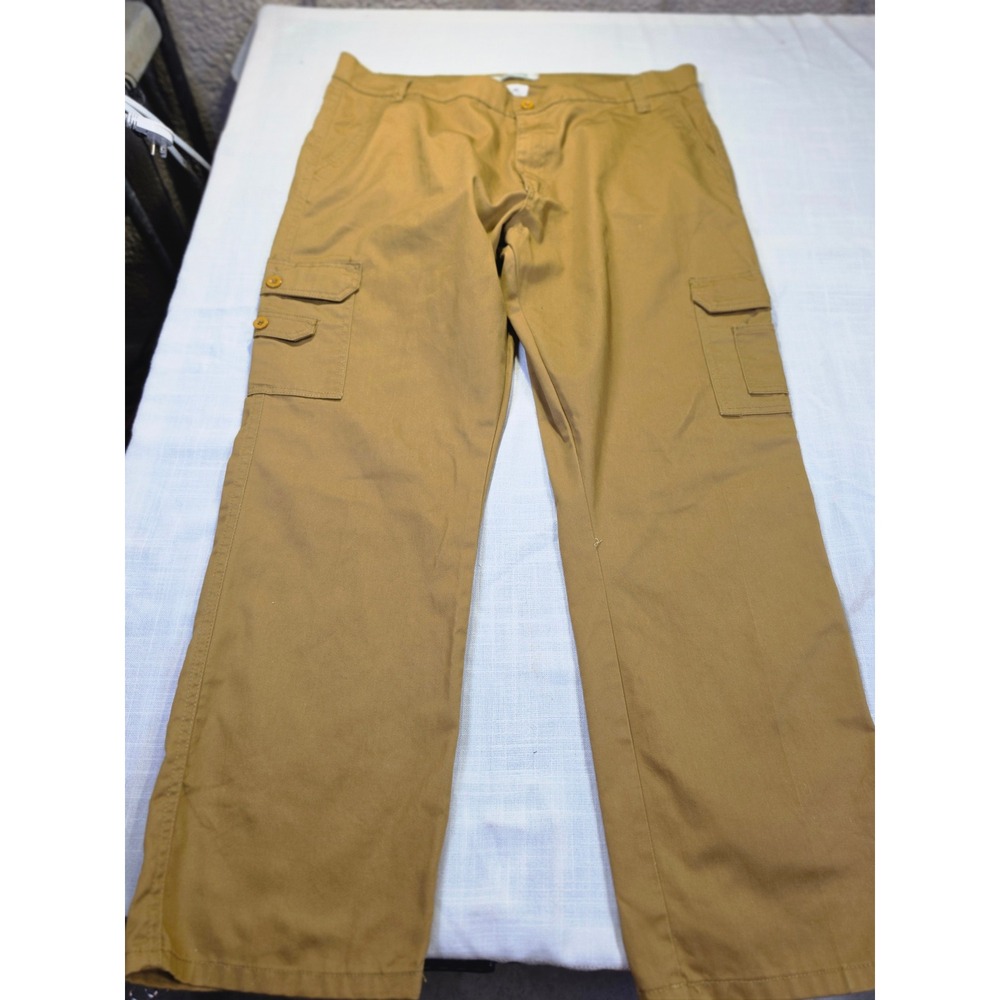 Chams Mens Tan Cargo Pants Size 40 Khaki Utility Workwear Straight Leg Trousers